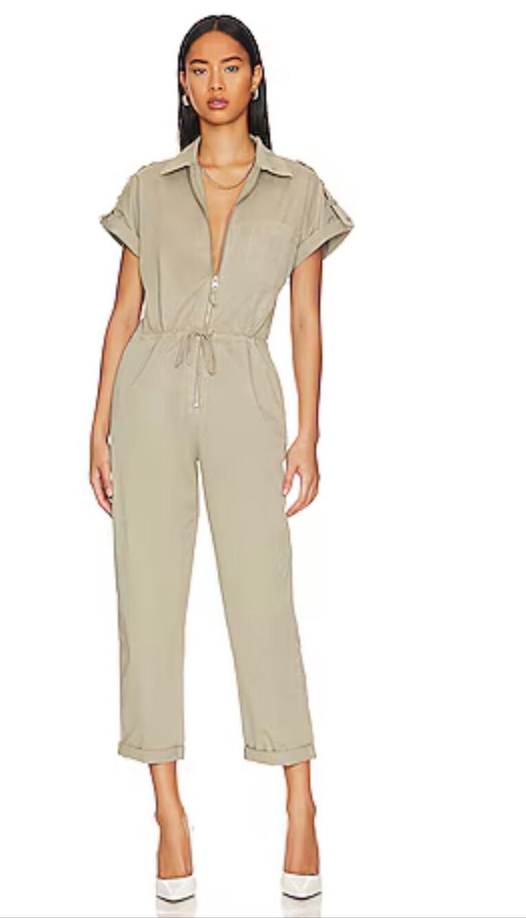 Pistola Women’s Large pistachio Green Jordan Utility Jumpsuit Short Sleeve zip
